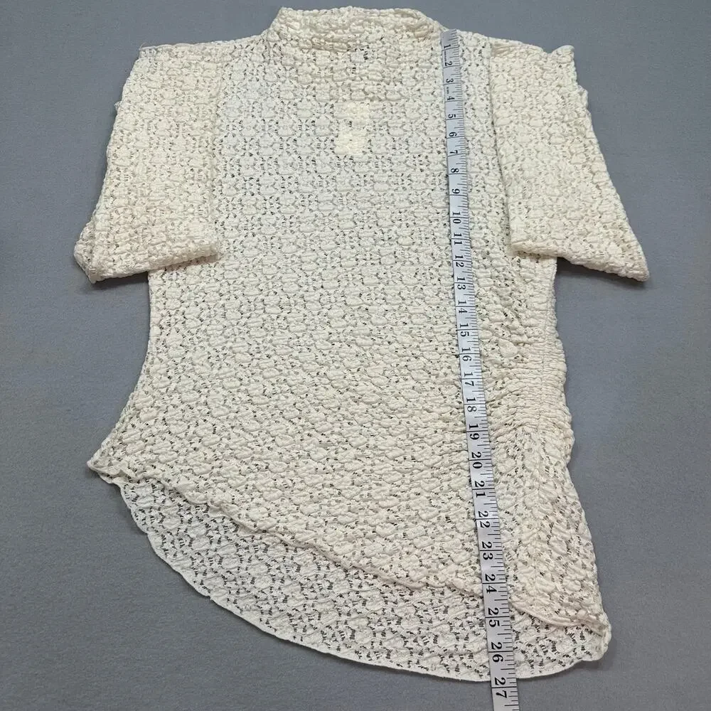 NWT Anthropologie Ivory Smocked Lace Sheer Mock Neck Long Sleeve Top Size M - Picture 9 of 13